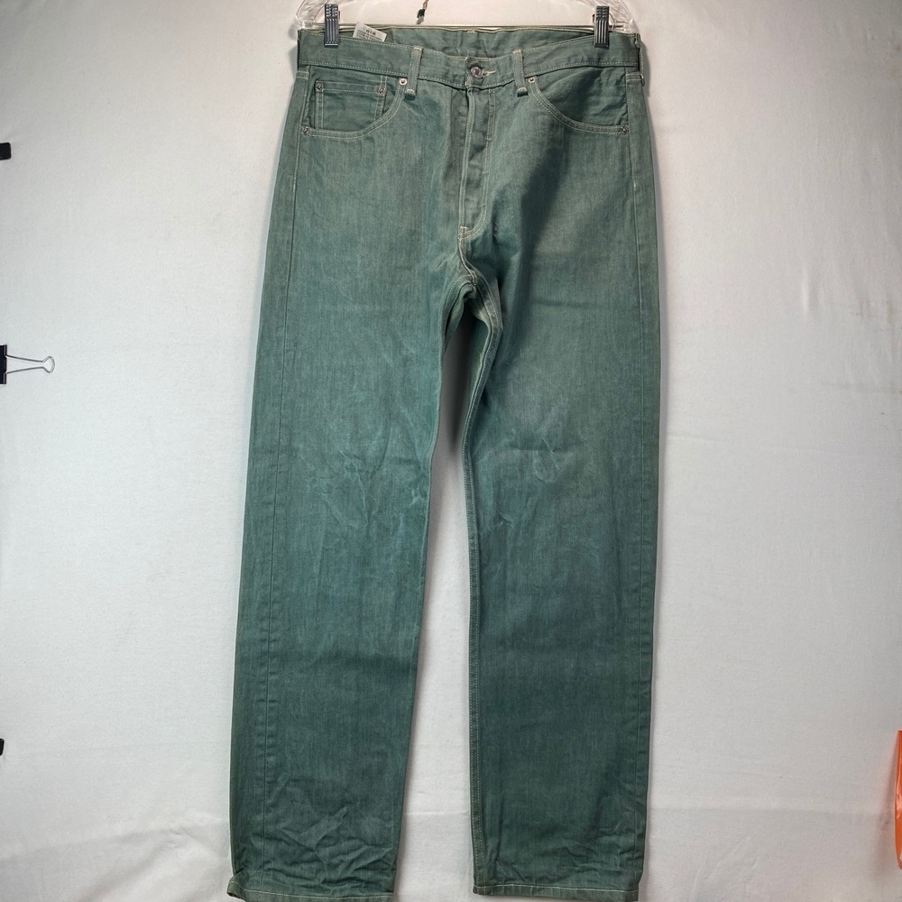 Levi's 501XX Straight Leg Jeans Mens 34x34 Sage Green Cotton Button Fly